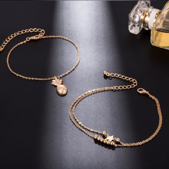 Pineapple Anklet Bracelets set - Picture 4 of 5